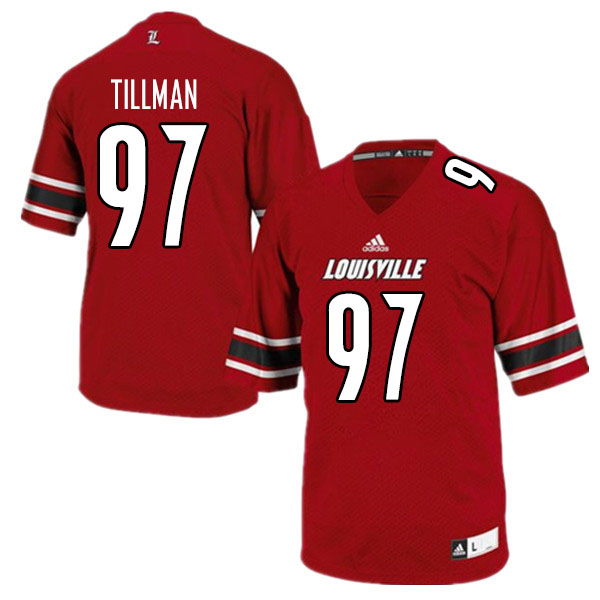Men #97 Caleb Tillman Louisville Cardinals College Football Jerseys Sale-Red - Click Image to Close